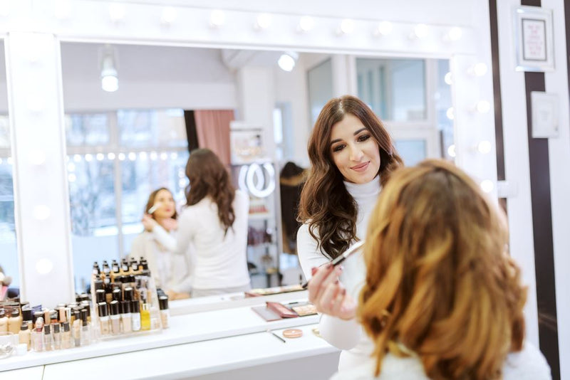 Shelves of products in a well-stocked beauty salon